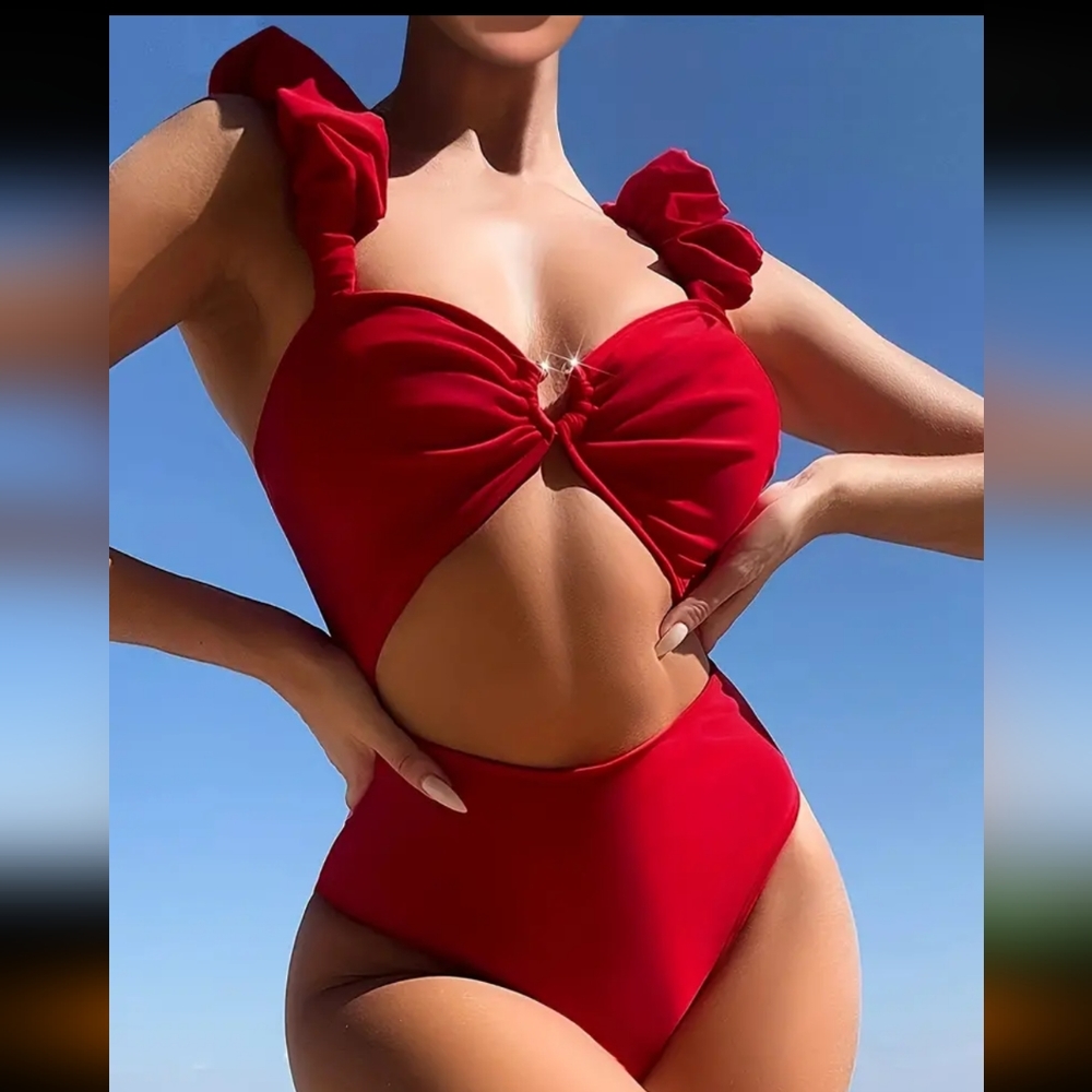 Size S NWOT red one piece cutout swimsuit